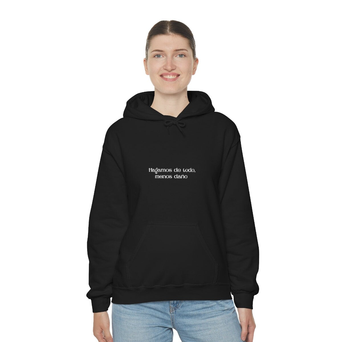 Menos Dao Black Hoodie | Spanglish, Latinx, Latino, Hispanic, Caribbean, Puerto Rican, Miami | Boho Latina, Spanish Quotes, Dichos