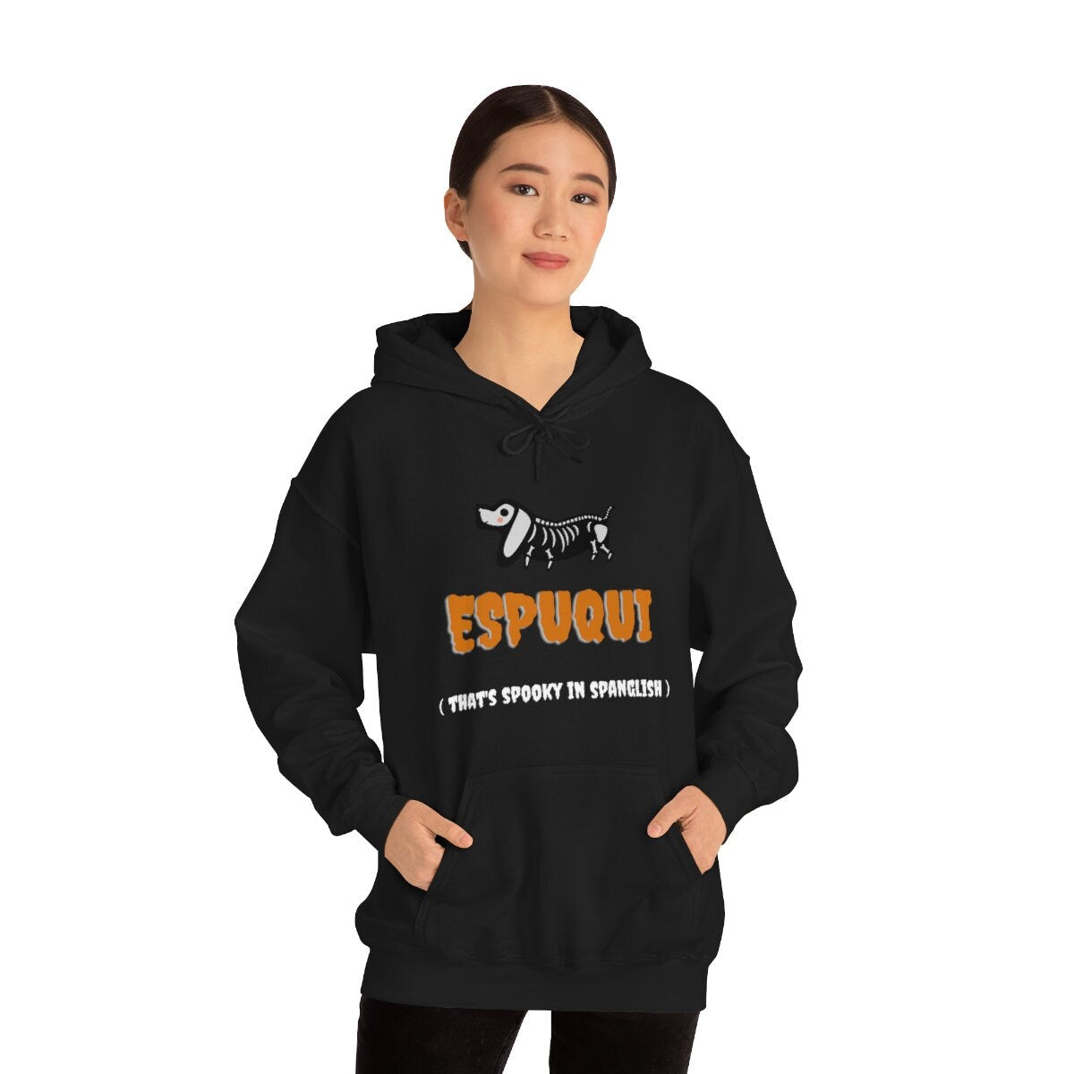 Espuqui Spooky Black Halloween Hoodie | Spanglish, Latinx, Latino, Hispanic, Caribbean, Puerto Rican, Miami | Spanish Quotes, Dichos