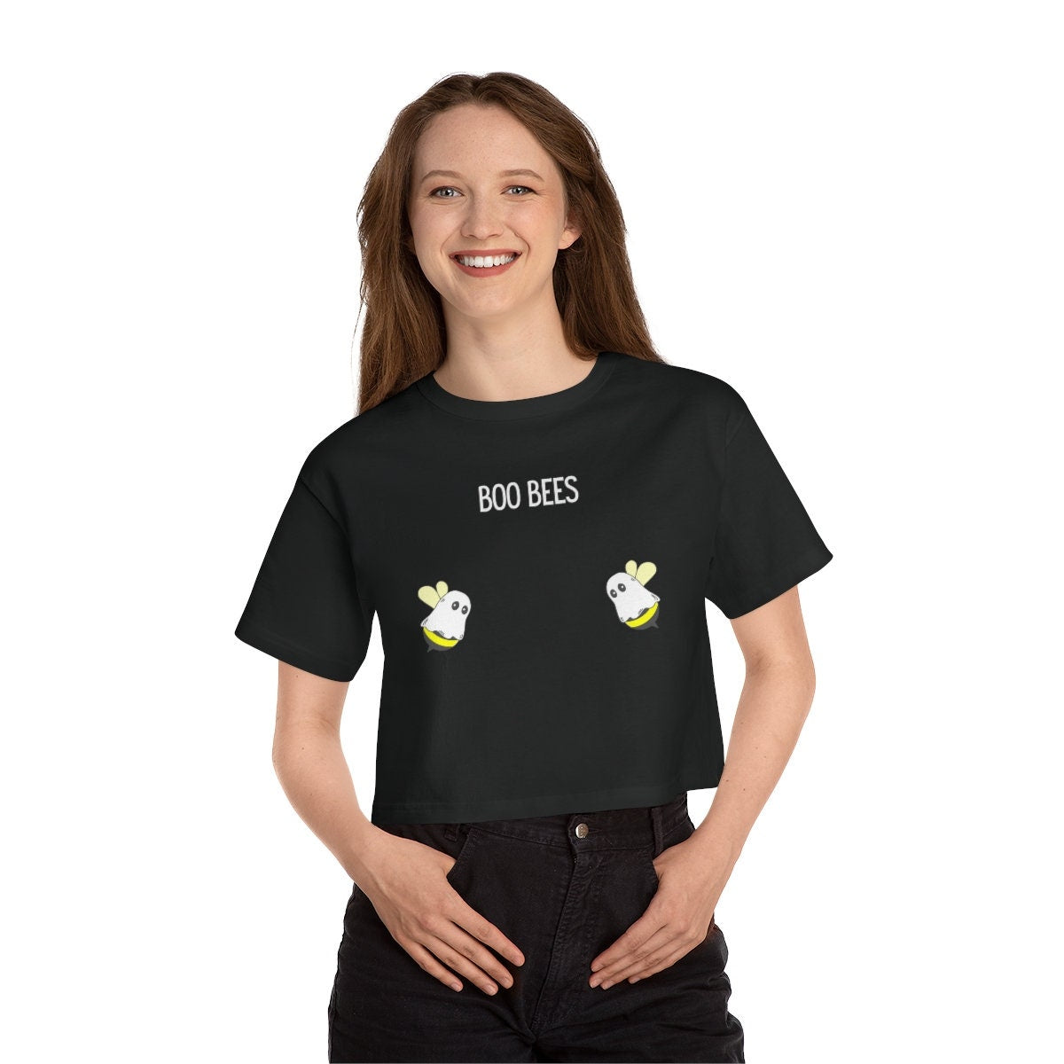 Boo Bees Black Champion Women's Crop Top