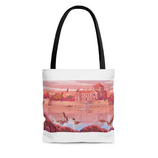 Pink Sky Castle Anime Tote Bag | Cute Anime Illustration, 100% Cotton, Reusable Shopping Bag, Birthday Present, Book Eco Bag, Anime Fan Gift