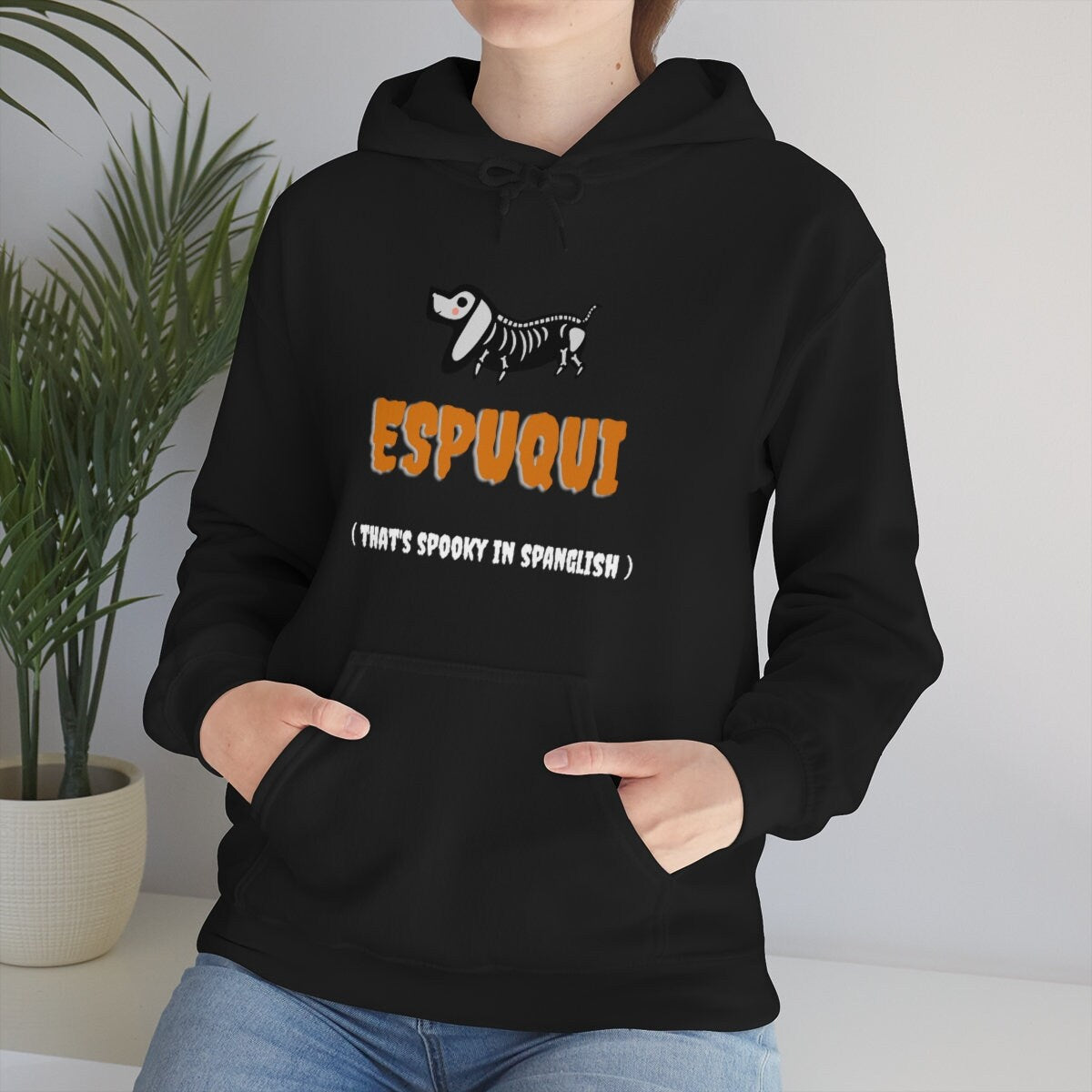 Espuqui Spooky Black Halloween Hoodie | Spanglish, Latinx, Latino, Hispanic, Caribbean, Puerto Rican, Miami | Spanish Quotes, Dichos