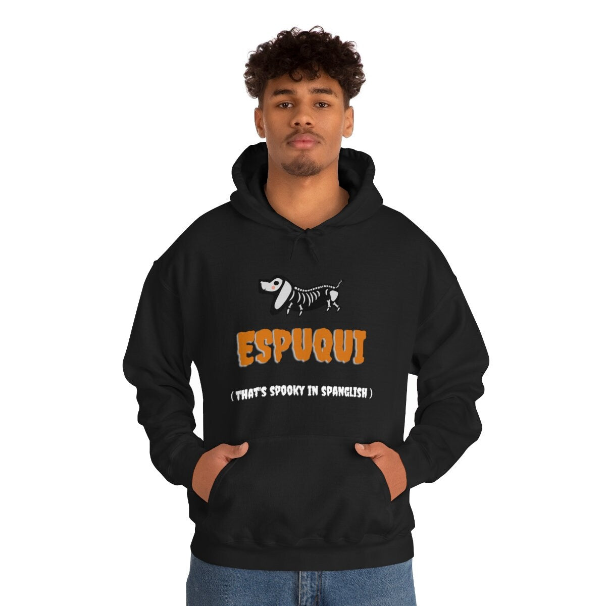 Espuqui Spooky Black Halloween Hoodie | Spanglish, Latinx, Latino, Hispanic, Caribbean, Puerto Rican, Miami | Spanish Quotes, Dichos