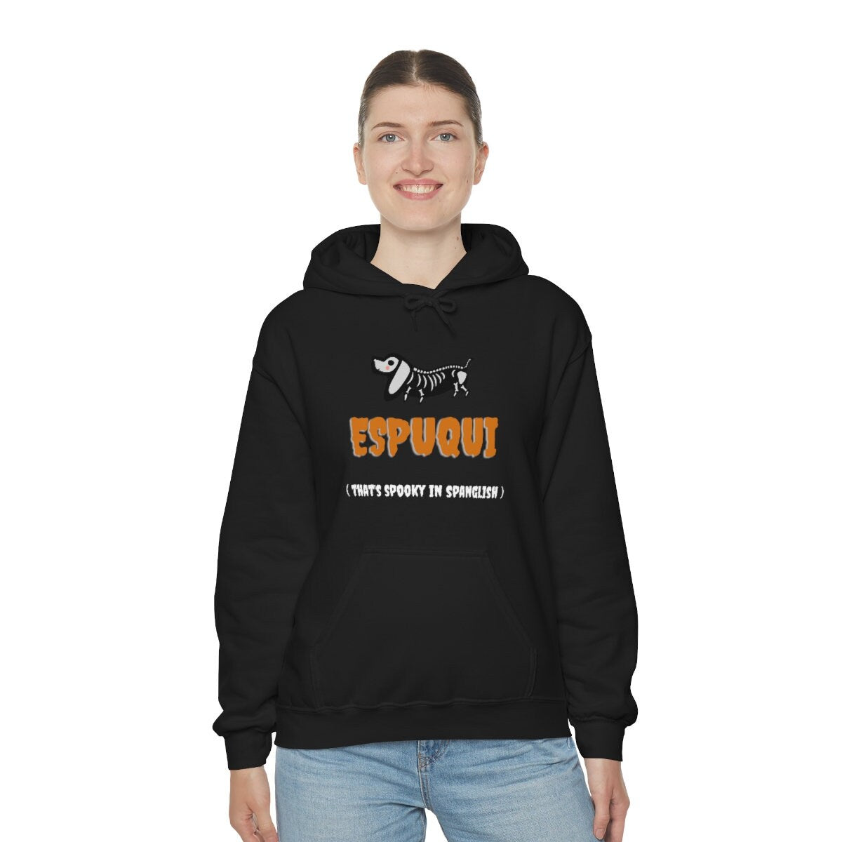 Espuqui Spooky Black Halloween Hoodie | Spanglish, Latinx, Latino, Hispanic, Caribbean, Puerto Rican, Miami | Spanish Quotes, Dichos