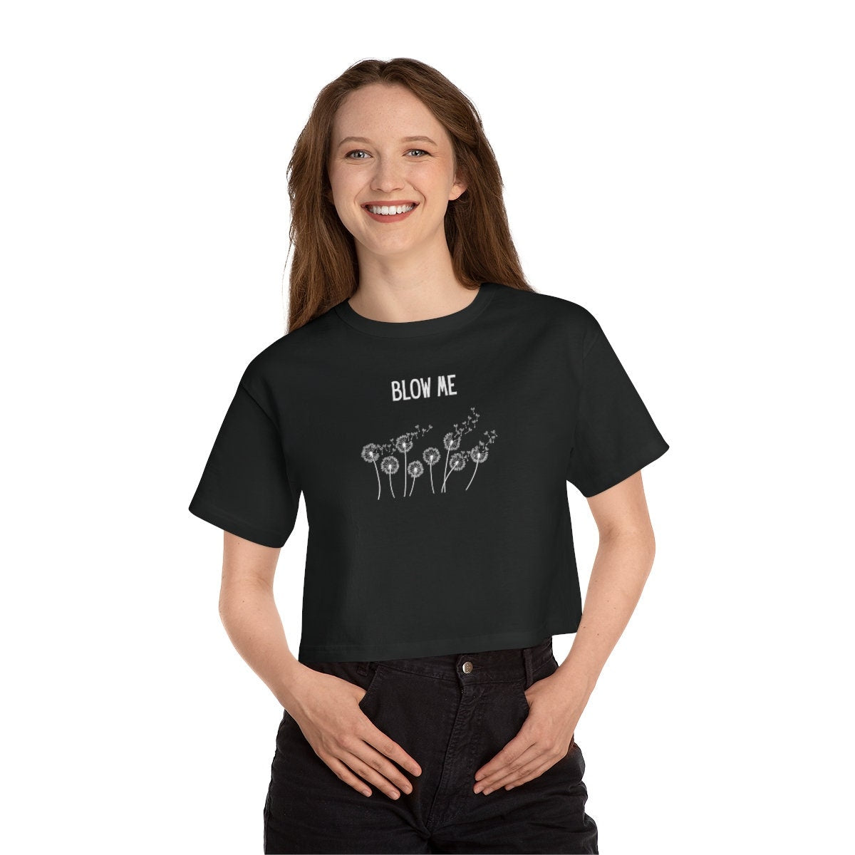 Blow Me Champion Women's Black Crop Top