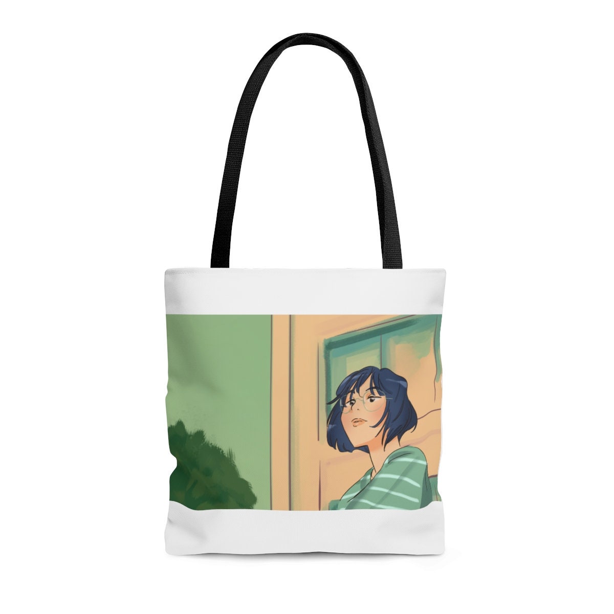 Green Sky Anime Tote Bag | Cute Anime Illustration, Reusable Shopping Bag, Birthday Present, Book Eco Bag, Anime Fan Gift