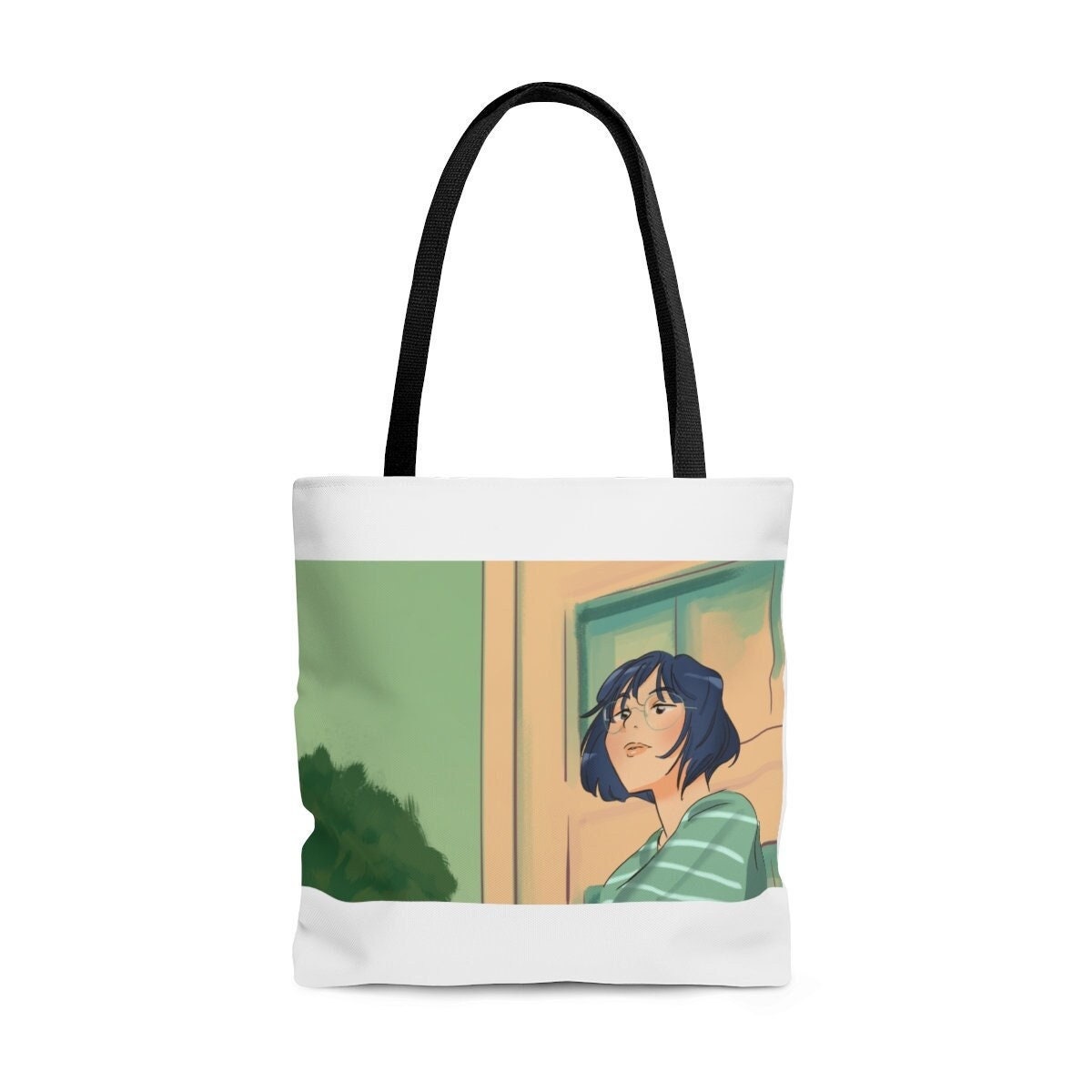 Green Sky Anime Tote Bag | Cute Anime Illustration, Reusable Shopping Bag, Birthday Present, Book Eco Bag, Anime Fan Gift