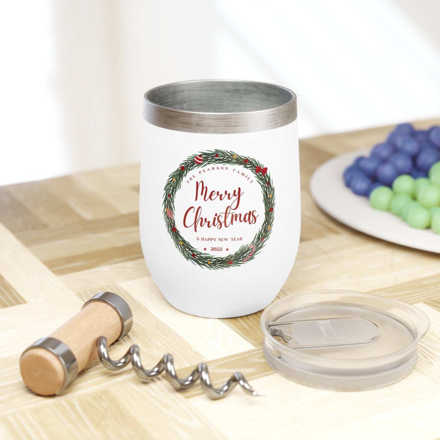 Personalized Wine Tumbler for Christmas | Insulated Wine Tumbler,Stainless Steel Wine Tumbler,Wine Cup,Family Christmas Decor,Christmas 2022