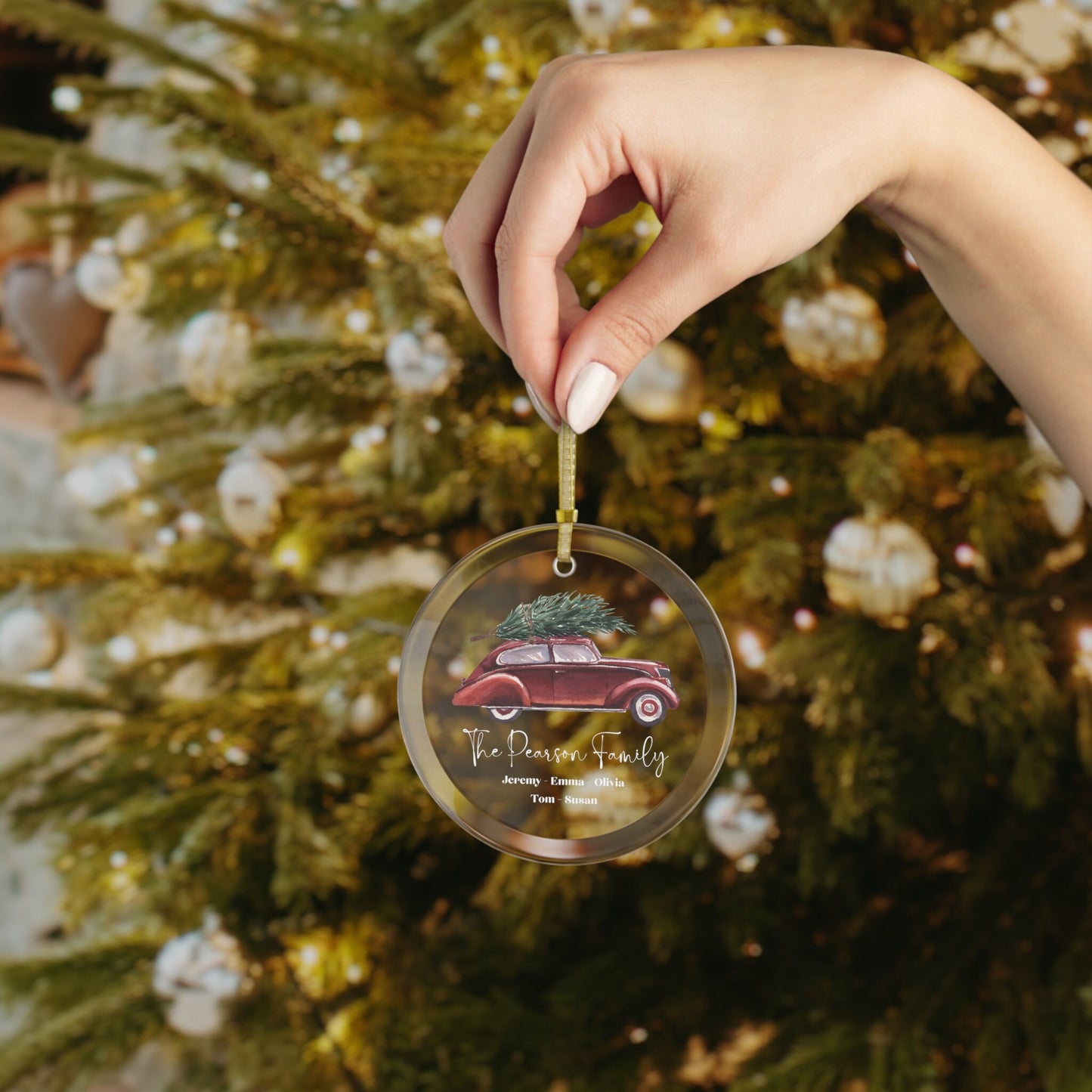 Personalized Family Christmas Ornament | Glass Ornament, Custom Family Keepsake, Family Ornament