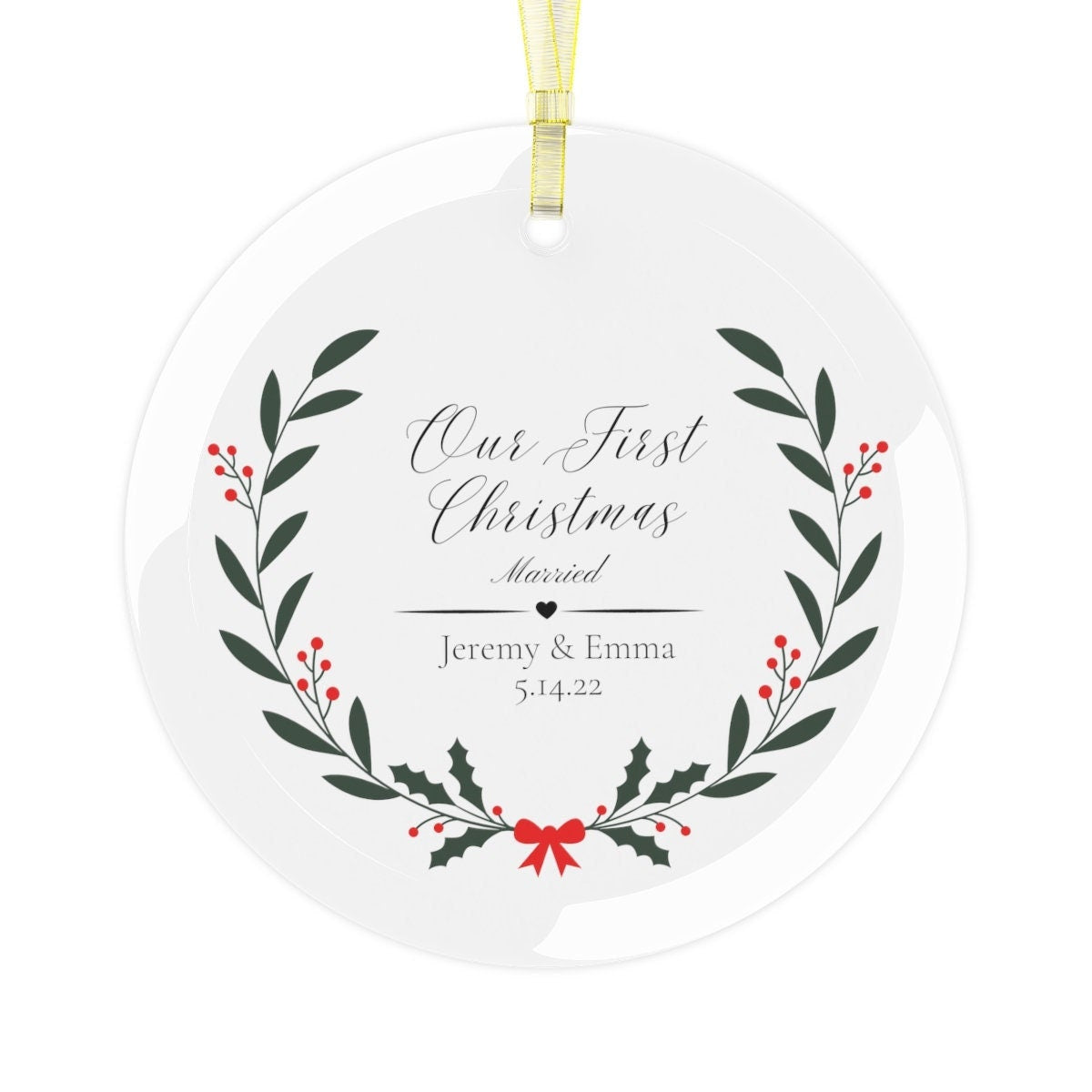 Our First Christmas Glass Ornament | Married, New Home, As A Family, Newlywed Gift, Mr & Mrs, Babys First Christmas, Personalized Ornament