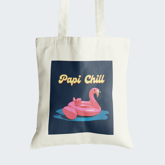 Papi Chill Tote Bag, Daddy Chill Meme, Ironic Dark Humor, Gen Z Meme Joke, Funny Cute Kawaii, VSCO Aesthetic Cartoon Style