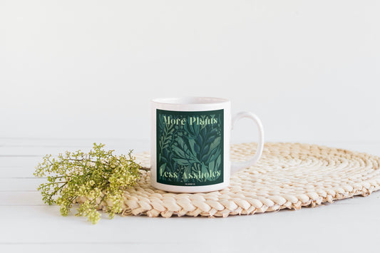 More Plants Less Assholes Mug | Plant Dad, Plant Mom, Botanical Mug, Plant Lady Mug, Plant Gift, Plant Lover Gift, Botanical Gift, Plant Mug