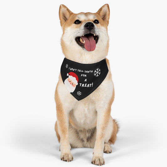 I won't tell Santa for a Treat! Christmas Dog Bandana,Holiday Dog Bandana,Naughty or Nice Dog Bandana, Funny Dog Bandana, Santa Dog Bandana