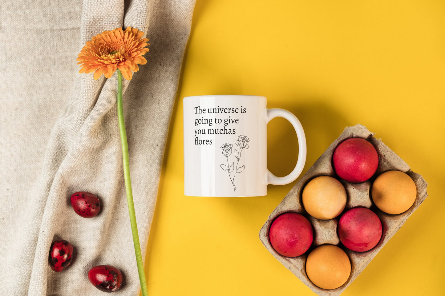 Muchas Flores Ceramic Mug | Spanglish, Latinx, Latino, Latina, Hispanic, Caribbean, Puerto Rican, Mexican, Miami, LA, Spanish Quotes, Regalo