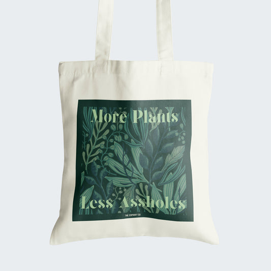 More Plants Less Assholes Tote Bag | Plant Tote Bag, Plant Lady Bag, Plant Gift, Plant Lover Gift, Botanical Gift, Plant Bag,Fair trade tote