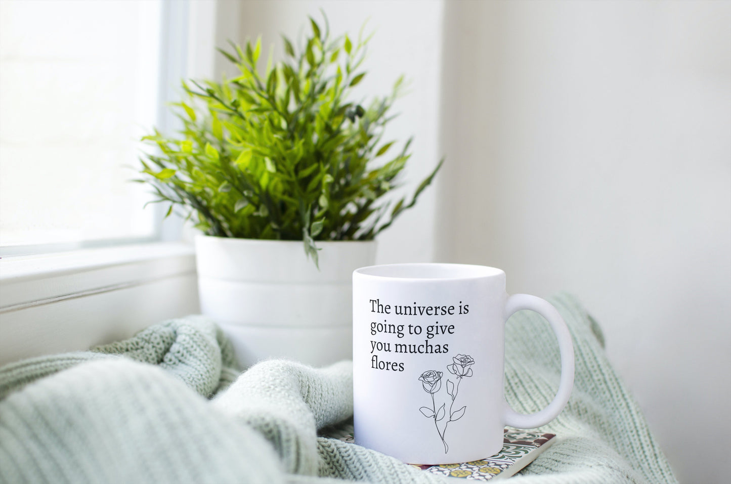 Muchas Flores Ceramic Mug | Spanglish, Latinx, Latino, Latina, Hispanic, Caribbean, Puerto Rican, Mexican, Miami, LA, Spanish Quotes, Regalo