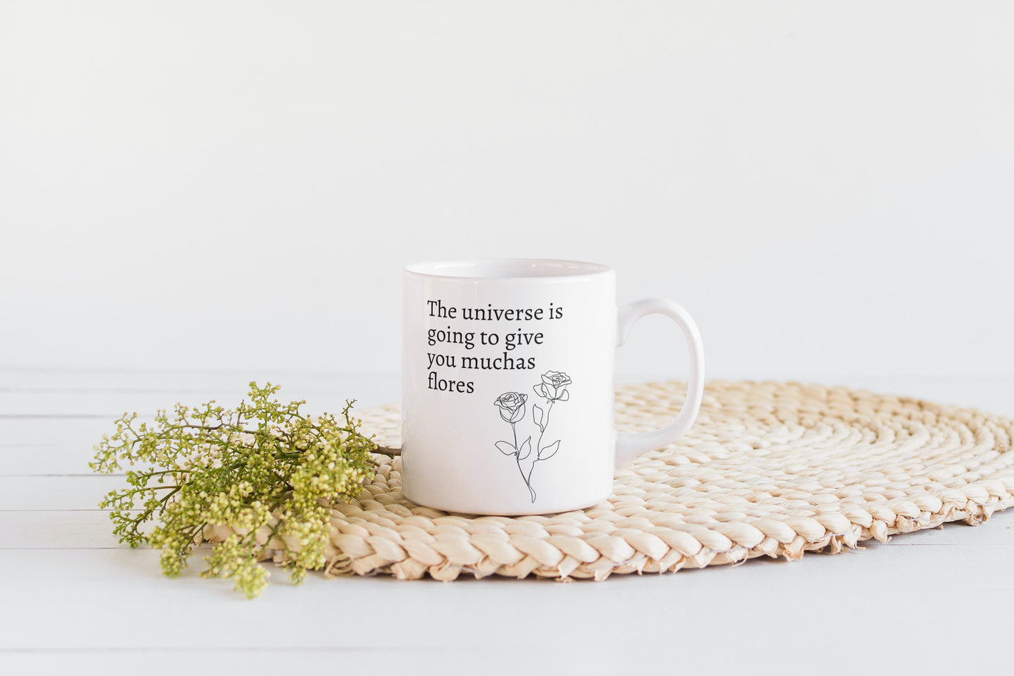 Muchas Flores Ceramic Mug | Spanglish, Latinx, Latino, Latina, Hispanic, Caribbean, Puerto Rican, Mexican, Miami, LA, Spanish Quotes, Regalo