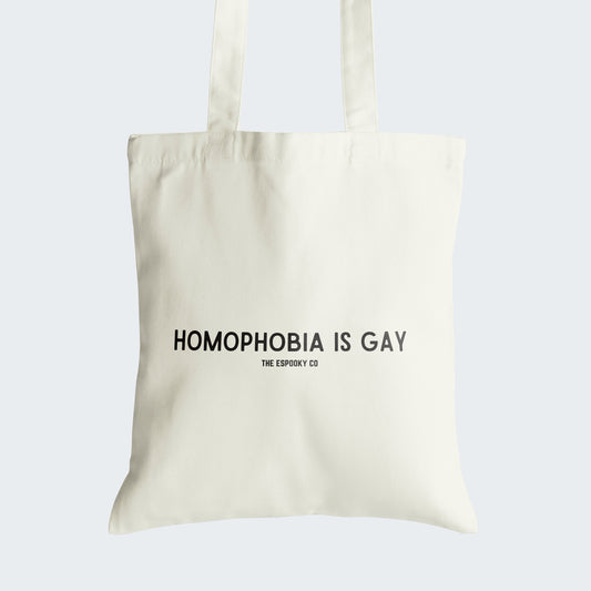 Homophobia is Gay Canvas Tote Bag | 100% Cotton, Gay Rights, Human Rights, Equality, LGBTQ+, Pride, Queer