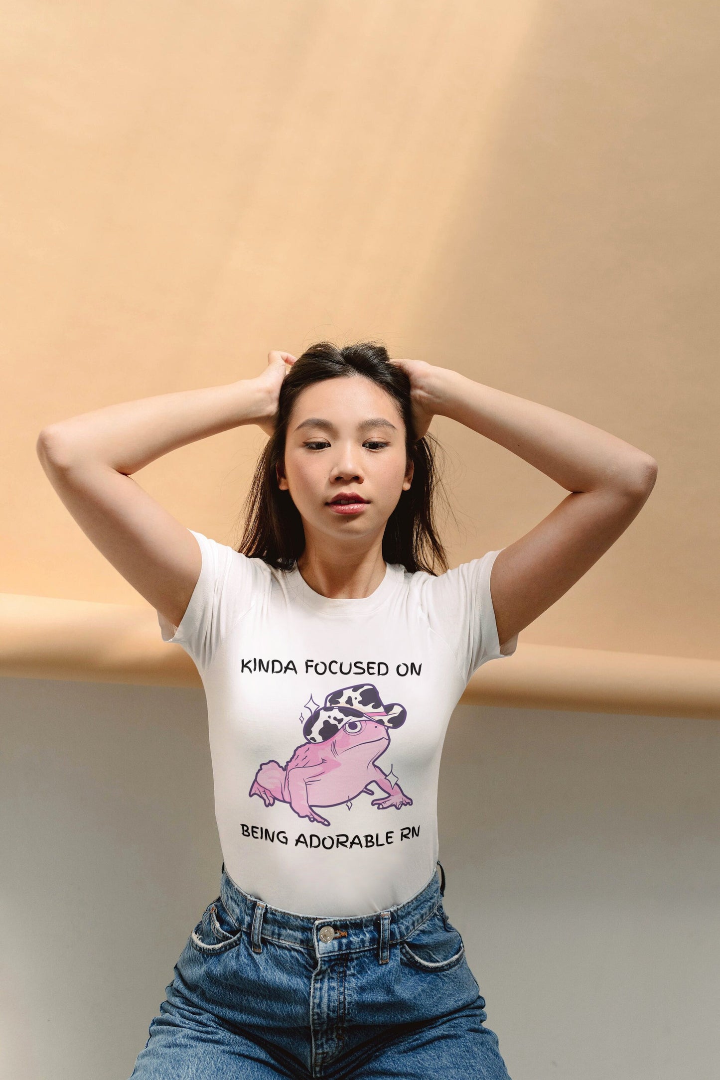 Kinda Focused on Being Adorable RN Shirt | Cowboy Frog Shirt | 100% Cotton T-Shirt | Gift for BFF | Dark Humor | Pink Frog Shirt, Unisex Tee