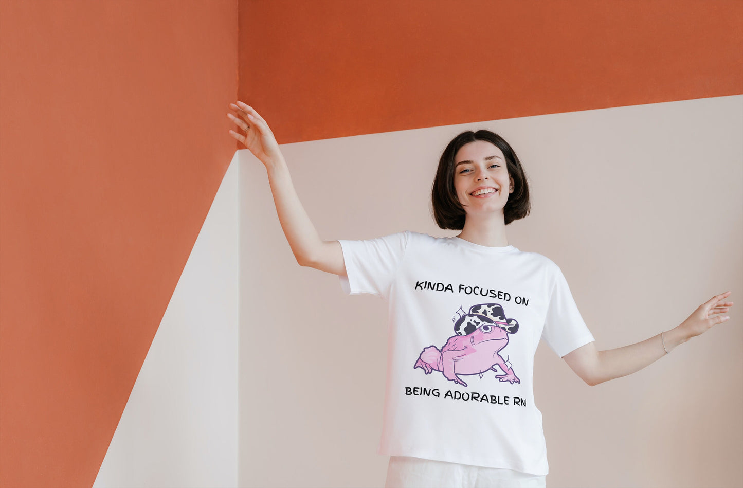 Kinda Focused on Being Adorable RN Shirt | Cowboy Frog Shirt | 100% Cotton T-Shirt | Gift for BFF | Dark Humor | Pink Frog Shirt, Unisex Tee