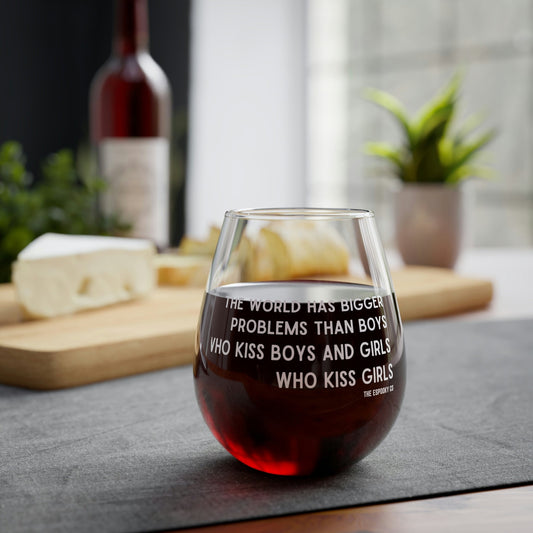 LGBTQ+ Wine Glass | The world has bigger problems than boys who kiss boys and girls who kiss girls Tote Bag | Gay Rights, Human Rights